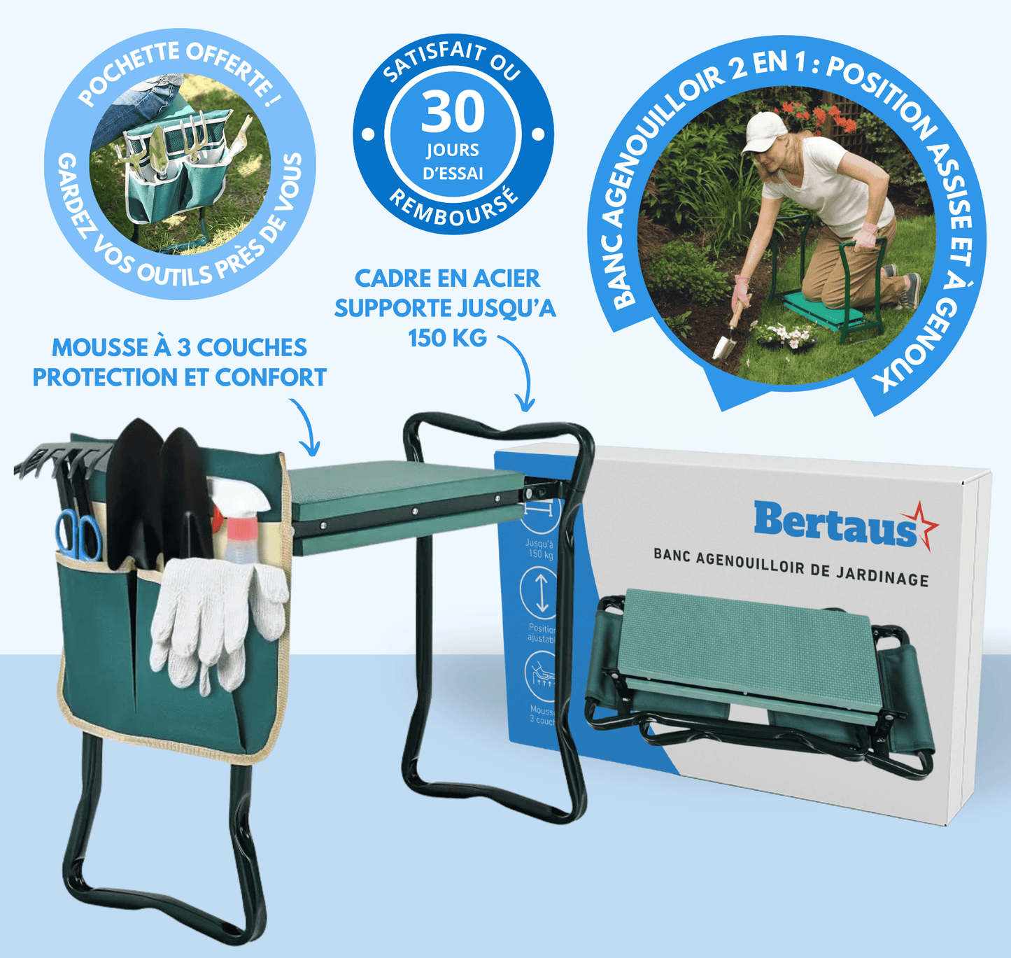 Banc agenouilloir de jardinage