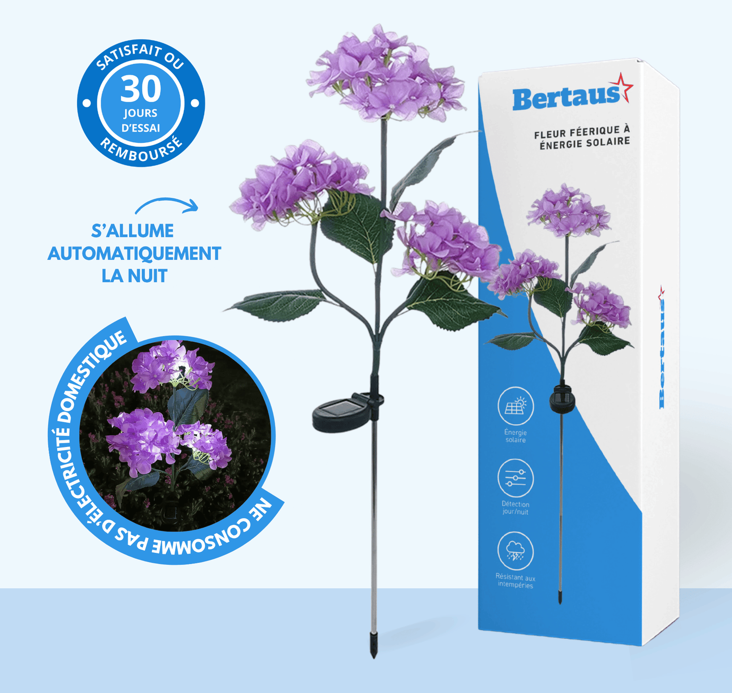 Fleur féerique à énergie solaire