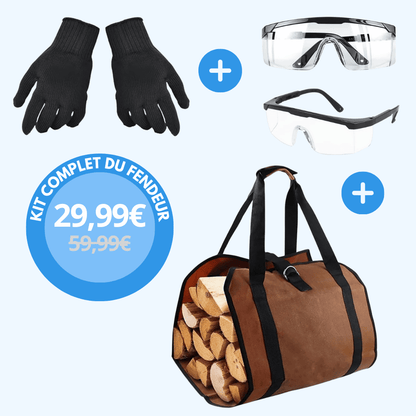 Kit complet du fendeur (Gants + Lunettes + Sac)