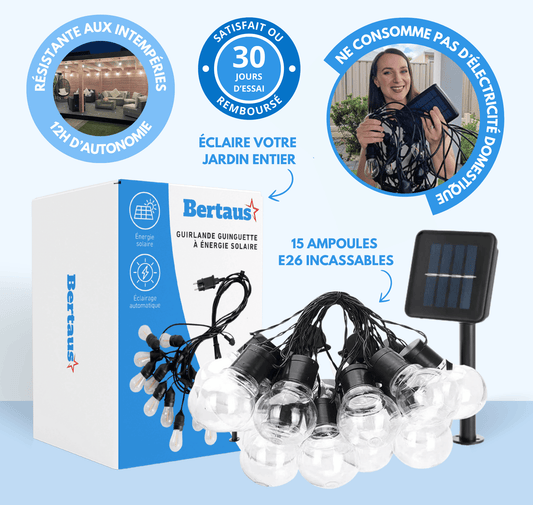 Guirlande guinguette à énergie solaire