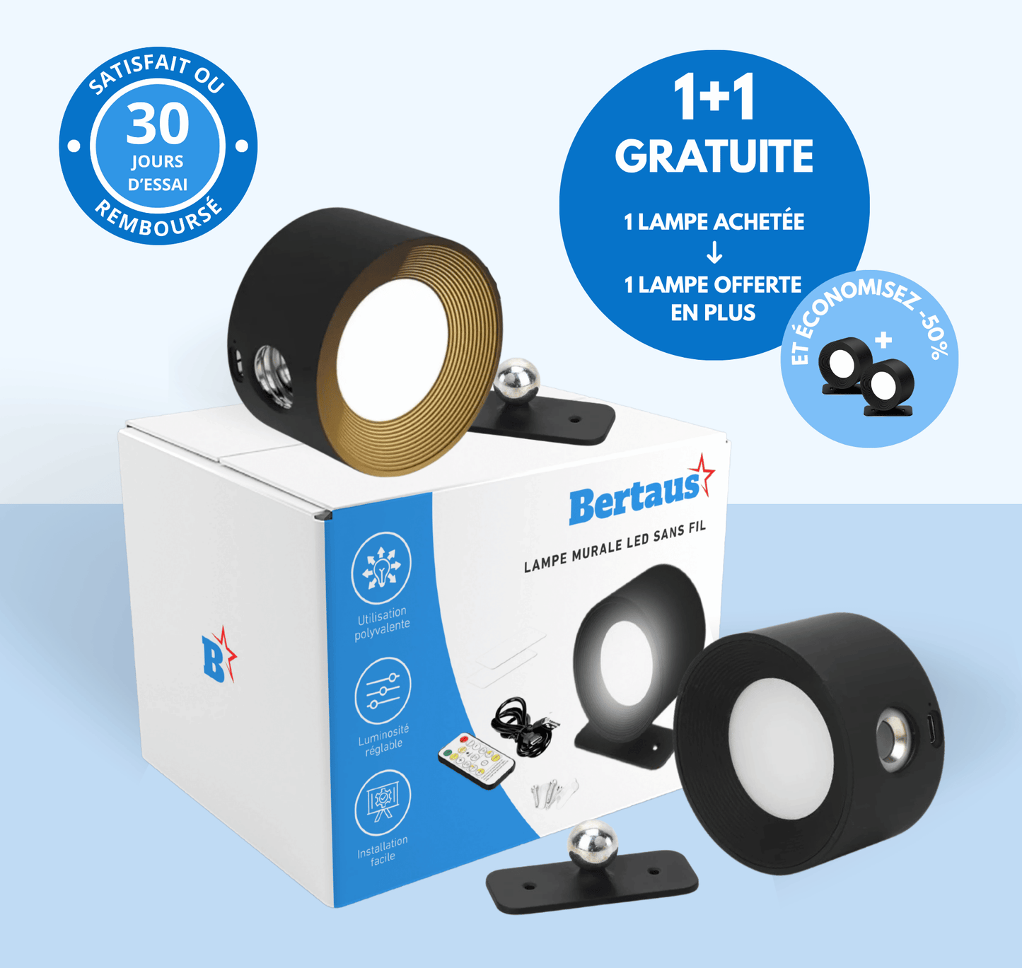 Lampe murale led sans fil