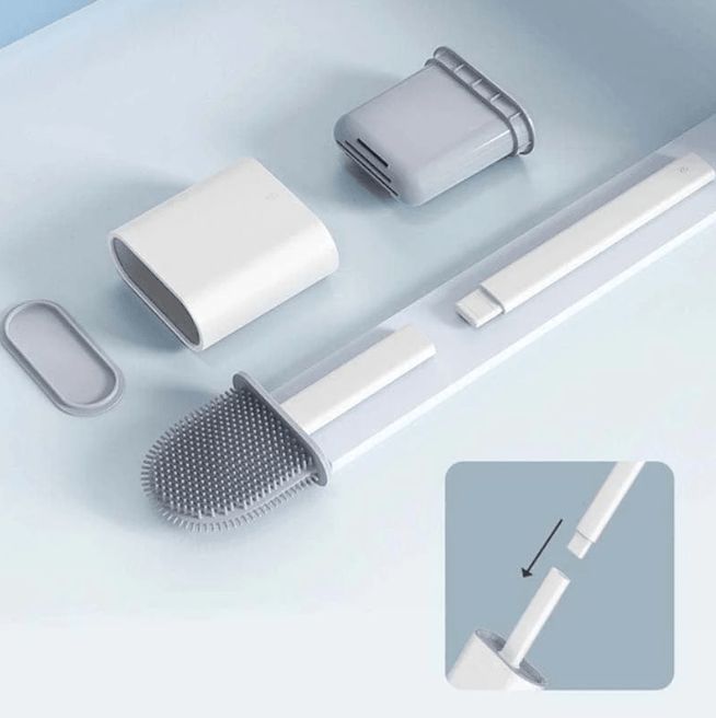 Brosse WC en Silicone avec Manche Longue & Patch Mural